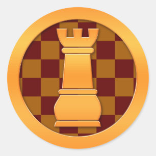 Gold Rook Chess Piece Ronde Sticker