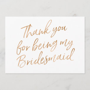 Gold Roos "Bedankt voor je bruidsmeisje" Bedankkaart