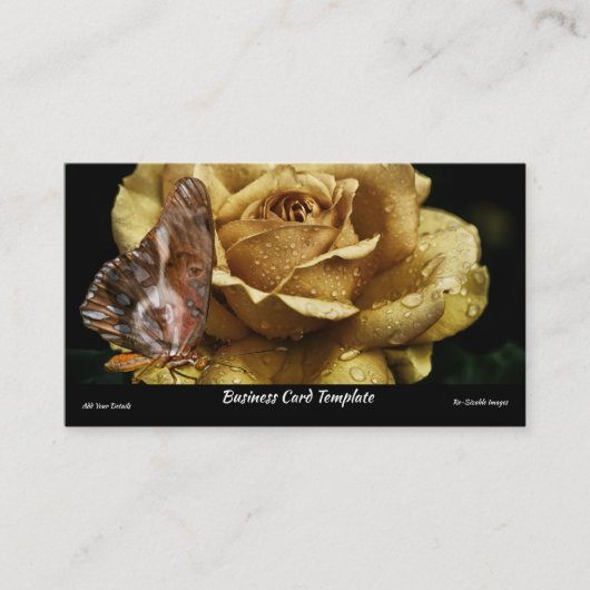 Gold Roos Dog Wings Butterfly Visitekaartje (Voorkant)