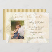 Gold Roos Foto slaat de datum op Save The Date (Voorkant / Achterkant)