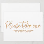 Gold roos "Gelieve te nemen één" Wedstrijden Favor Kaart (Voorkant / Achterkant)