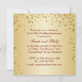 Gold roos op rood, confetti 50e Jubileum Kaart (Achterkant)