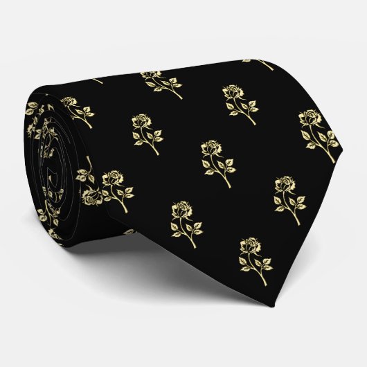 Gold Roos Polka Dot Pattern Stropdas (Opgerold)