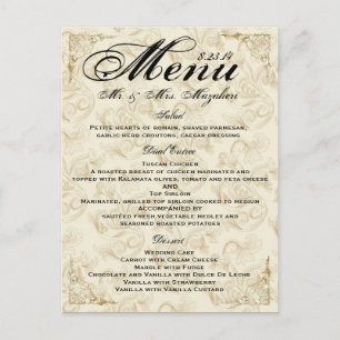 Gold Roos Wedding Dinner Menu Bedankt Opmerking