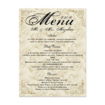 Gold Roos Wedding Dinner Menu Bedankt Opmerking