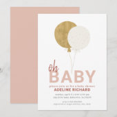 Gold, Rose, Burange Oh Baby shower Invitation (Devant / Derrière)
