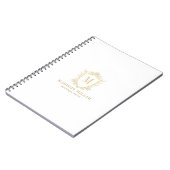 Gold Rose Crest Crown Scrolls Monogram Notitieboek (Linkerzijde)