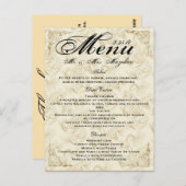 Gold Rose Mariage Diner Menu Merci Note (Devant / Derrière)