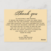 Gold Rose Mariage Diner Menu Merci Note (Dos)