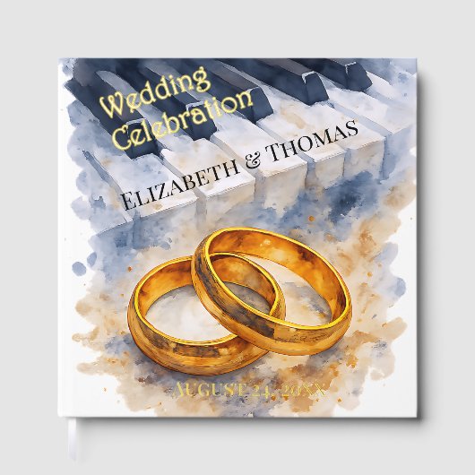 Gold Rose Rings Timeless Sophisticated Elegant Gastenboek (Voorkant)