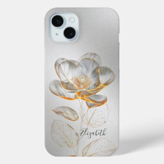 Gold Rose Silver Add Name  iPhone 15 Mini Hoesje