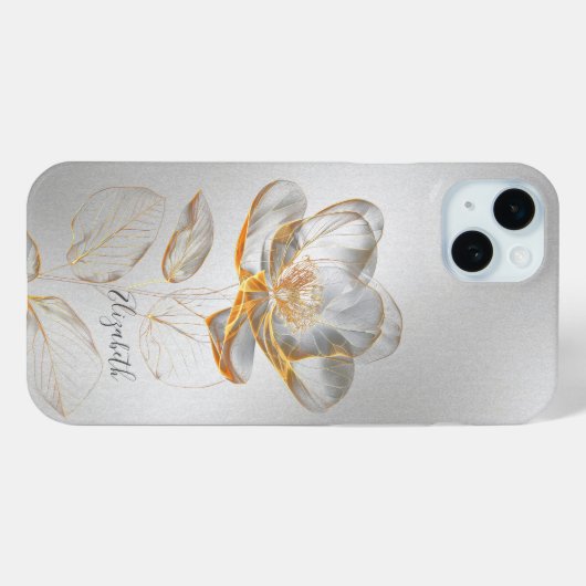 Gold Rose Silver Add Name  Case-Mate iPhone Case (Achterkant (horizontaal))