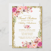 Gold Rose Sweet 16 Invitation d'anniversaire - Pho (Devant)