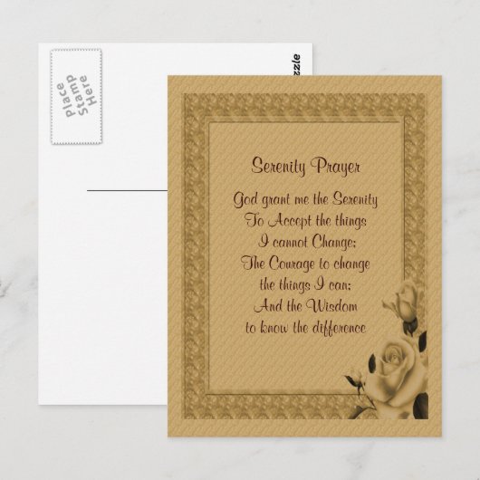 Gold Rosebuds Serenity Prayer Briefkaart (Voorkant / Achterkant)