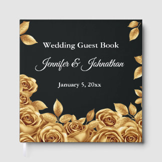 Gold Roses Custom Background Wedding  Gastenboek