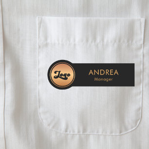 Gold Round Circle Logo Professional Naam & titel Naamplaatje