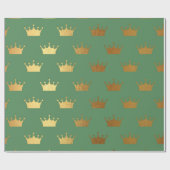Gold Royal Mint Green King Crown Heraldic Princess Cadeaupapier (Vlak)
