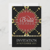 Gold Royal Noir Red Bridal Shower Invitations (Devant)
