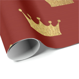 Gold Royal Red Burgundy King Crown Heraldic Prince Cadeaupapier
