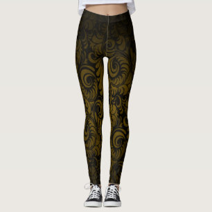 Gold Royale Swagger Leaf Print Leggings