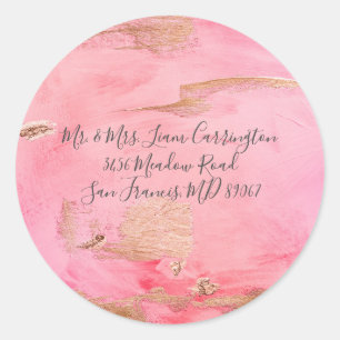 Gold Roze Abstract het Naam van het Manuscript van Ronde Sticker