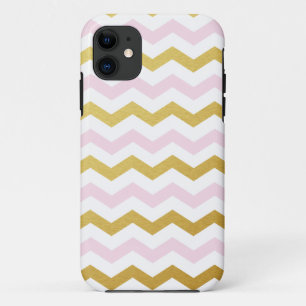Gold & Roze Chevron Pattern iPhone Case