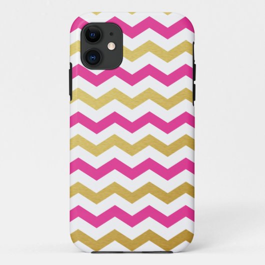 Gold & Roze Chevron Pattern iPhone Case (Achterkant)