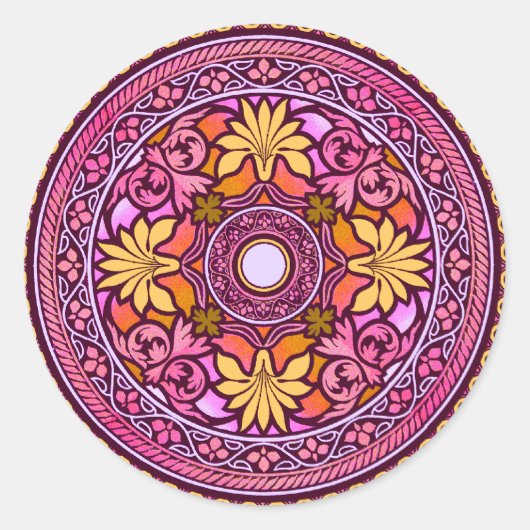Gold & Roze Disc Indian Wedding Sticker (Voorkant)