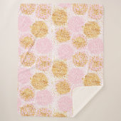 Gold & Roze Pom Pom Pattern Sherpa Blanket Sherpa Deken (Voorkant)