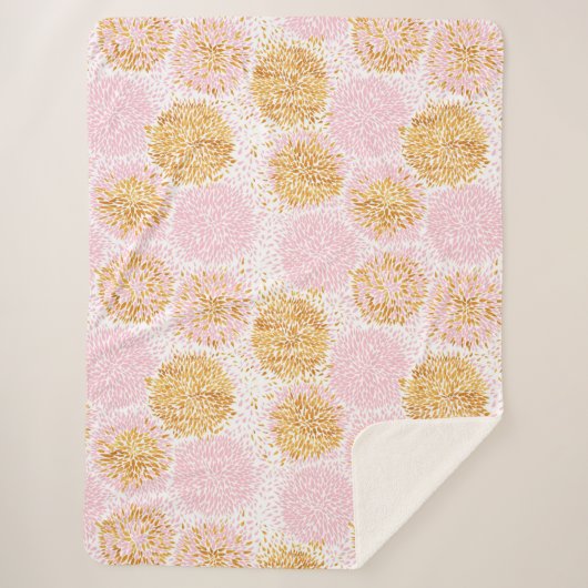 Gold & Roze Pom Pom Pattern Sherpa Blanket Sherpa Deken (Voorkant)