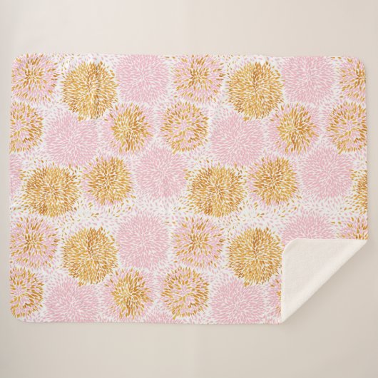 Gold & Roze Pom Pom Pattern Sherpa Blanket Sherpa Deken (Voorkant (horizontaal))