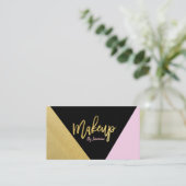 Gold roze zwarte Makeup Modern Script Bruske Strok Visitekaartje (Staand voorkant)