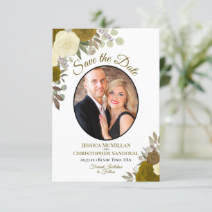 Gold Rozen Elegant Floral Boho Wedding Foto Save The Date