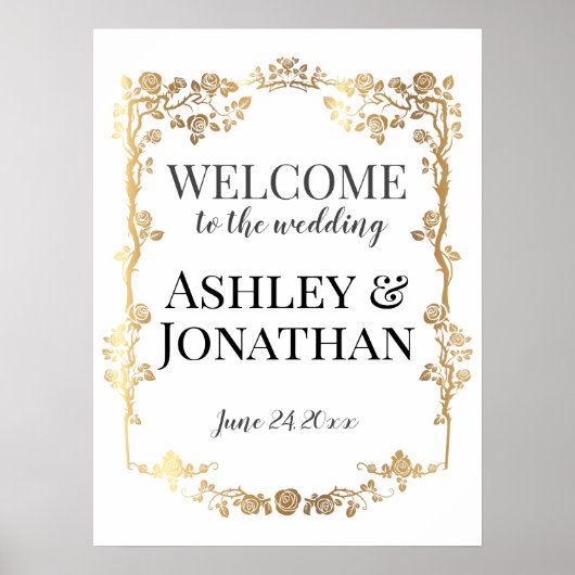 Gold Rozen Lijst Weddenschap Welkom Poster (Voorkant)