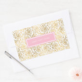 Gold Rozen met roze Rechthoekige Sticker (Envelop)