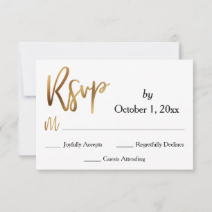 Gold RSVP Typografie, Bokeh en Black Back