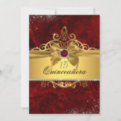 Gold Ruby Red Quinceanera Invitation (Devant)