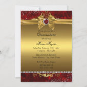 Gold Ruby Red Quinceanera Invitation (Dos)