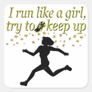 GOLD RUN ZOALS EEN CHAMPION TRACK EN FIELD ONTWERP VIERKANTE STICKER