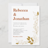 Gold Rust Leaf Terracotta Wedding Invitation Kaart (Voorkant)