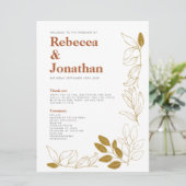 Gold Rust Leaf Terracotta Wedding Program Card Programma (Staand voorkant)