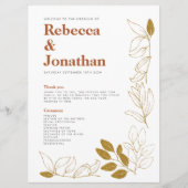 Gold Rust Leaf Terracotta Wedding Program Card Programma (Voorkant)