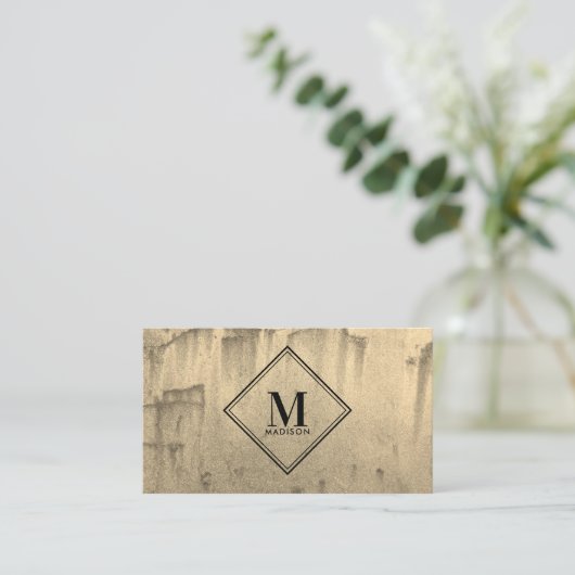 Gold Rust Metallic Texture Monogram Initiaal Visitekaartje (Staand voorkant)