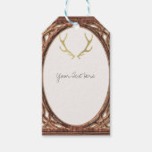 Gold Rustic Antlers Glam Farmhouse Wood Weddenscha Cadeaulabel (Voorkant)