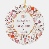 Gold Rustic Boho Chic Fall Wildflowers Wedding Keramisch Ornament (Voorkant)