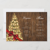Gold Rustic Christmas Tree Invitation Menu du prog (Dos)