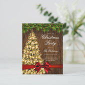 Gold Rustic Christmas Tree Invitation Menu du prog (Debout devant)