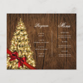 Gold Rustic Christmas Tree Invitation Menu du prog (Dos)