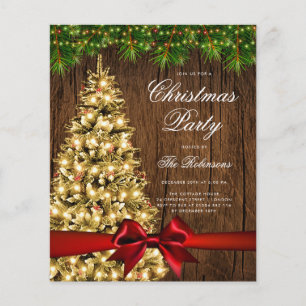 Gold Rustic Christmas Tree Invitation Menu du prog