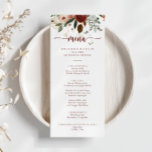 Gold Rustic Coloré Floral Diner Menu<br><div class="desc">Cette carte à la carte dorée et fleurie rustique est parfaite pour un mariage simple. Le design est composé de marsala peinte à la main, de rose, de rougeur, de bordeaux et de fleurs dorées avec des feuilles verts disposés en de belles couronnes. Ce menu peut être utilisé pour une...</div>